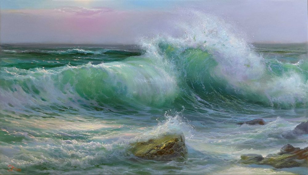 Картина маслом море, морський пейзаж (полотно,олія) "Шепіт хвиль”