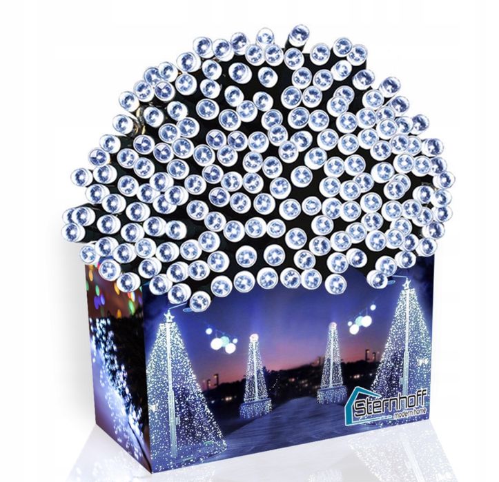 MOCNE Lampki Choinkowe Świąteczne Zewnętrzne Wewnętrzne 500 LED Białe