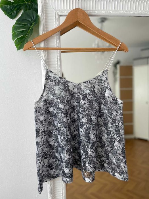 Asos top szary biały koronkowy na ramiączkach boho letni y2k M 38