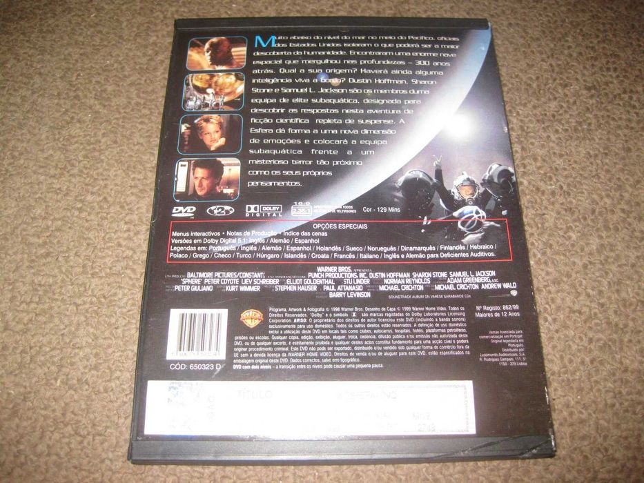DVD "A Esfera" com Samuel L. Jackson/Snapper/Raro!