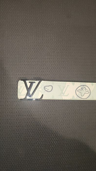 Pasek lv biało turkusowy