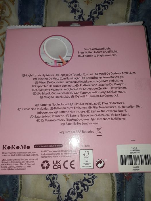 Espelho iluminador novo selado Barbie