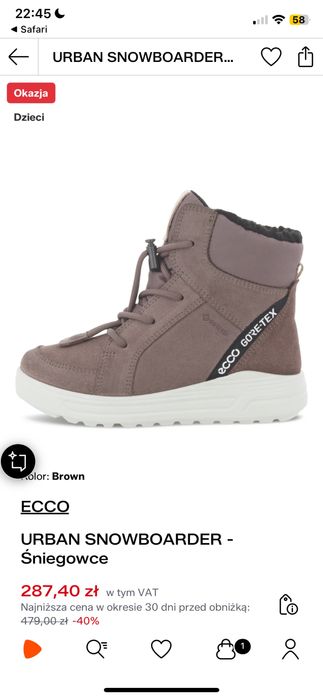 Buty Ecco zimowe 28