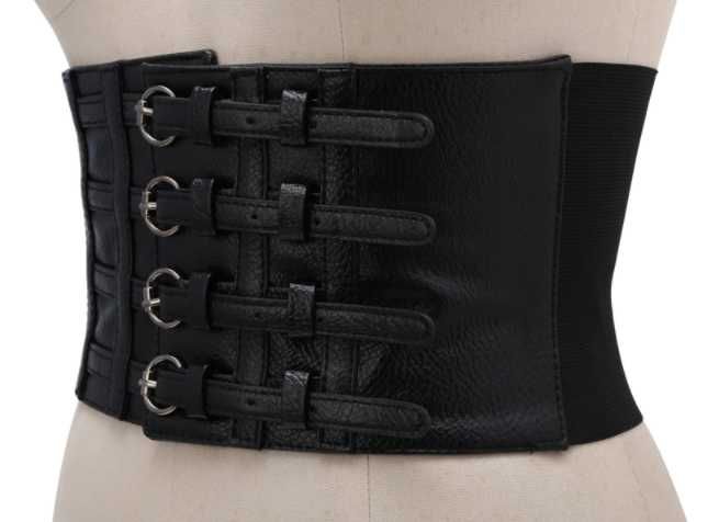 Cinto largo elástico com fivelas / espartilho. Punk / Rock
