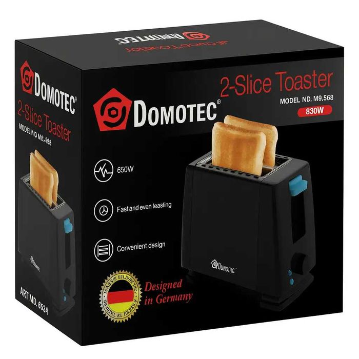 Тостер Domotec MS-263, 650 Вт  на 2 ломтика с 6 уровня поджарки