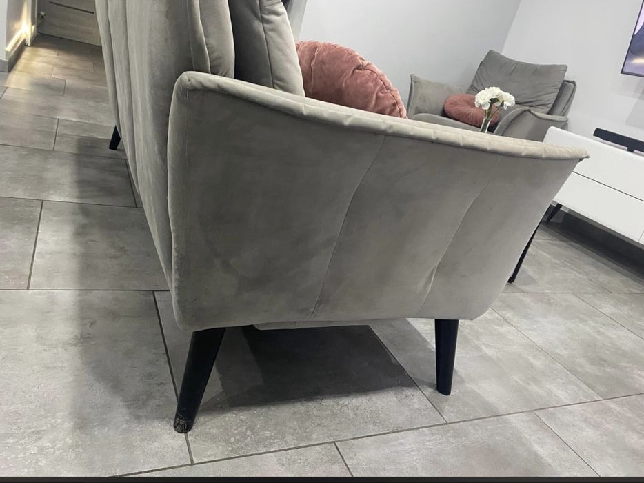 Komplet wypoczynkowy kanapa + fotel welur REZERWACJA