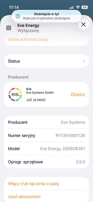 Eve Energy 20EB08301 z Thread MATTER- Apple Homekit