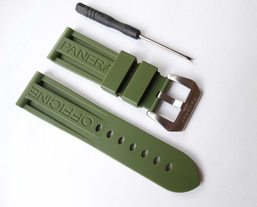 Gumowy pasek do zegarka PAM Panerai 24mm zielony czarny klamra pre-v