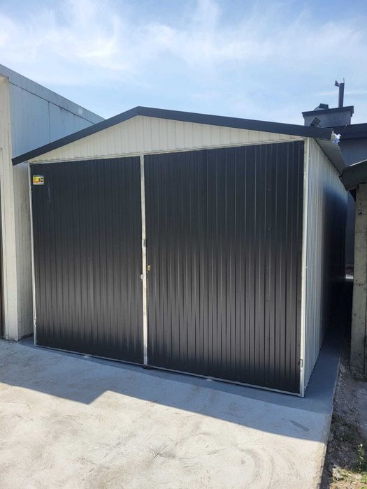 Garaż Blaszany 3x5m Dwuspadowy dach ciemny grafit + Biały