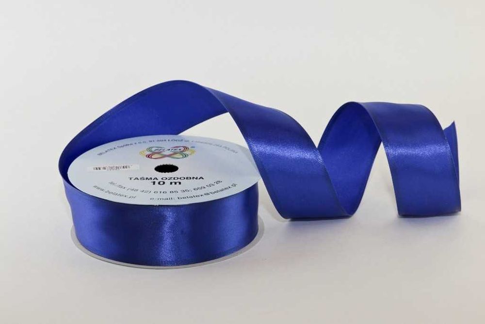 Wstążka satynowa z drucikiem 4cm/10m GRANATOWA