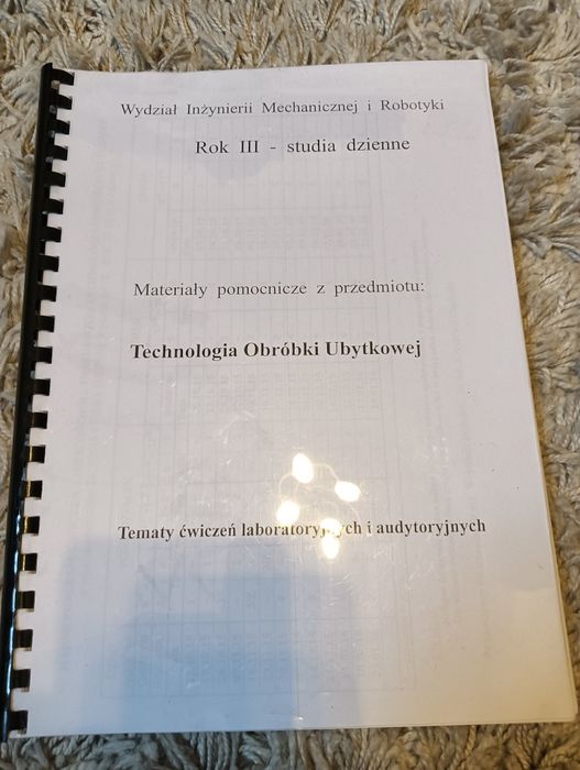 Technologia Obróbki Ubytkowej ćwiczenia WIMiR AGH