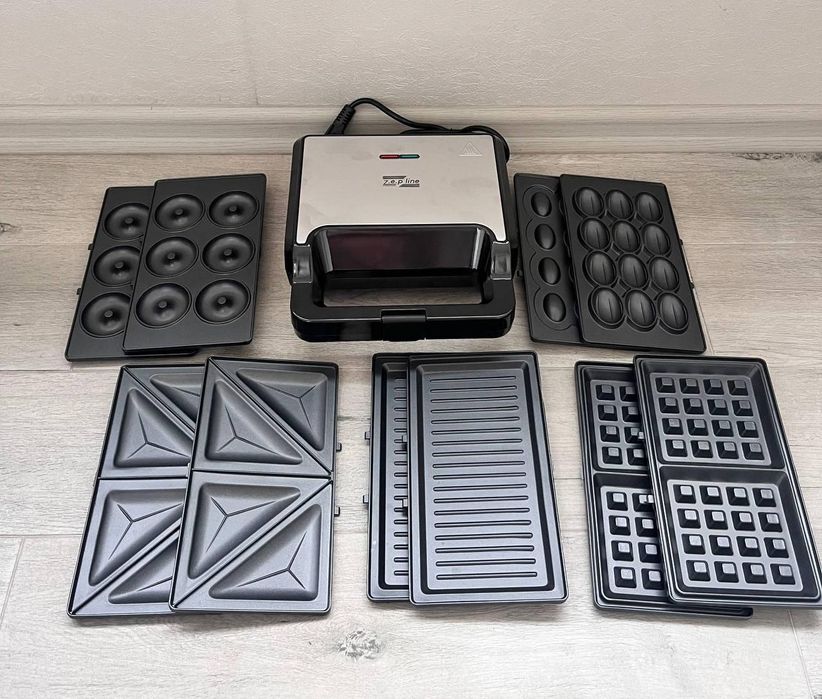 Потужний мультипекар 2200 Вт! Мультимейкер ZP-802 Вафельниця 5 в 1