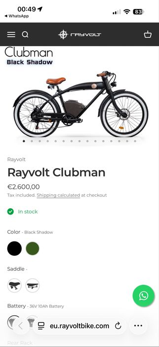 Rayvolt Clubman Black Shadow como nova