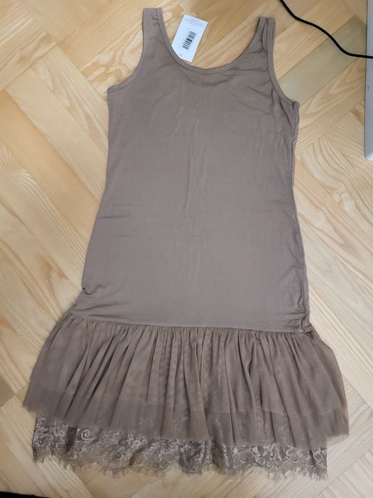 Andżela Nowa sukienka tunika halka pod sweter ciemny beż S/M