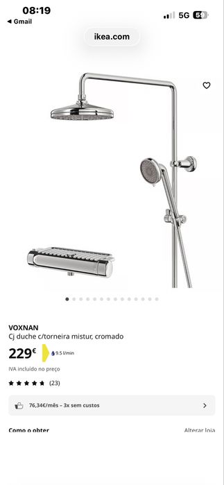 VOXNAN Cj duche c/torneira mistur, cromado