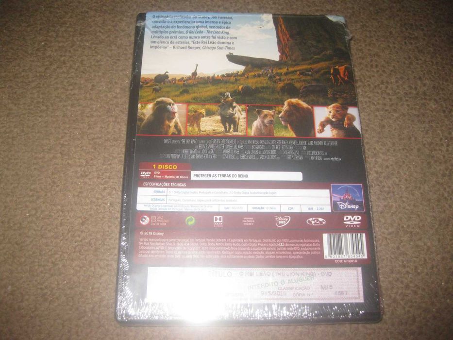DVD "O Rei Leão" da Disney e de 2019/Selado!