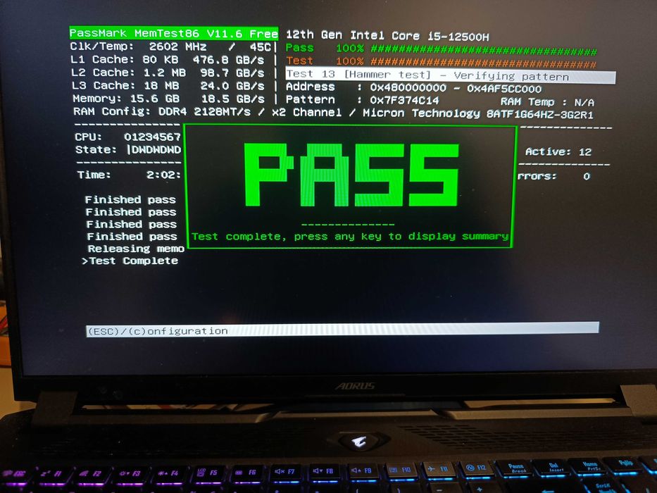 Crucial DDR4 16 GB (2x8) 3200MHz SO-DIMM sprawdzone MemTest OCCT 7-zip