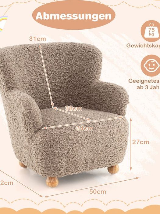 Fotel dziecięcy z podłokietnikami misiek brąz