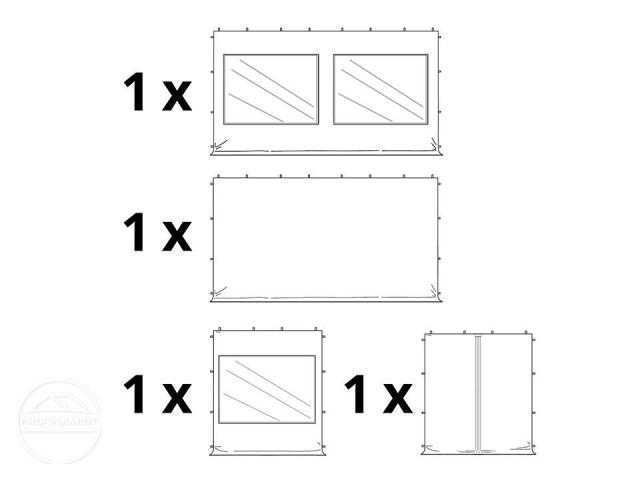 3x6 m Namiot Ekspresowy Stal 30mm ze ścianami,okna  biały