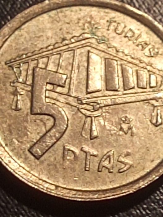 5 pesetas Espanha 1995 - Astúrias - Com erro - Soberba