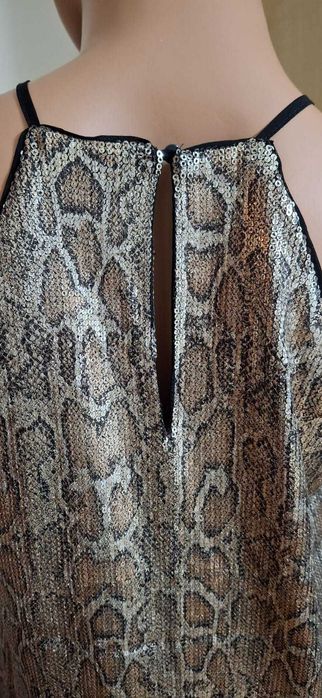 Bluzka ZARA – połyskująca, wężowy wzór, na ramiączkach, rozm. S