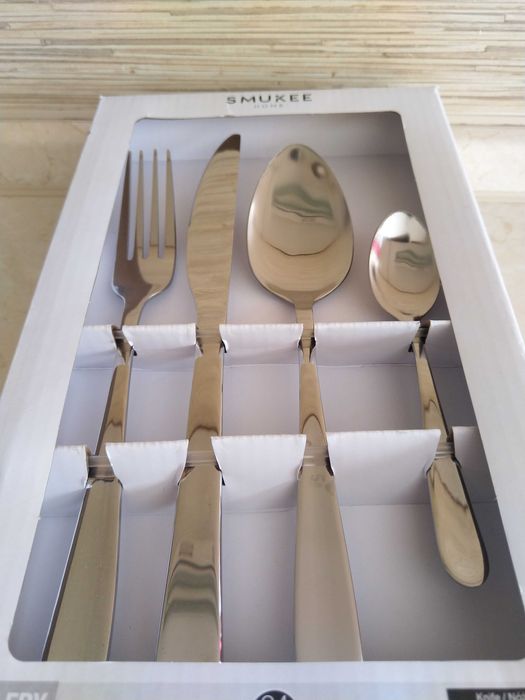 NOWY Zestaw Stołowy 24 szt Sztućce Komplet Sztućców Cutlery SMUKEE