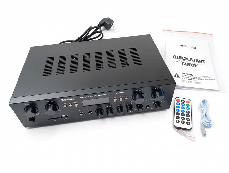 J144 Wzmacniacz Audio Bluetooth Donner MAMP5 440W Z Pilotem Karaoke FM USB SD RCA Korektor Dźwięku Czarny Odbiornik Stereo Home Audio System HiFi