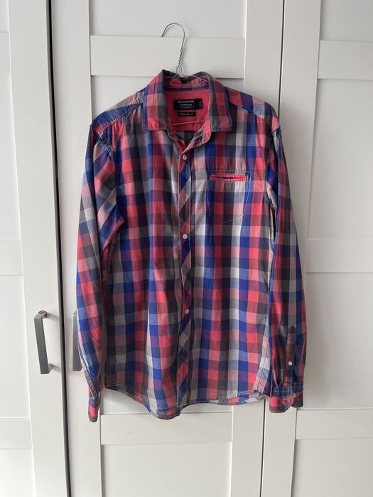 Koszula rozowa krata reserved S regular fit