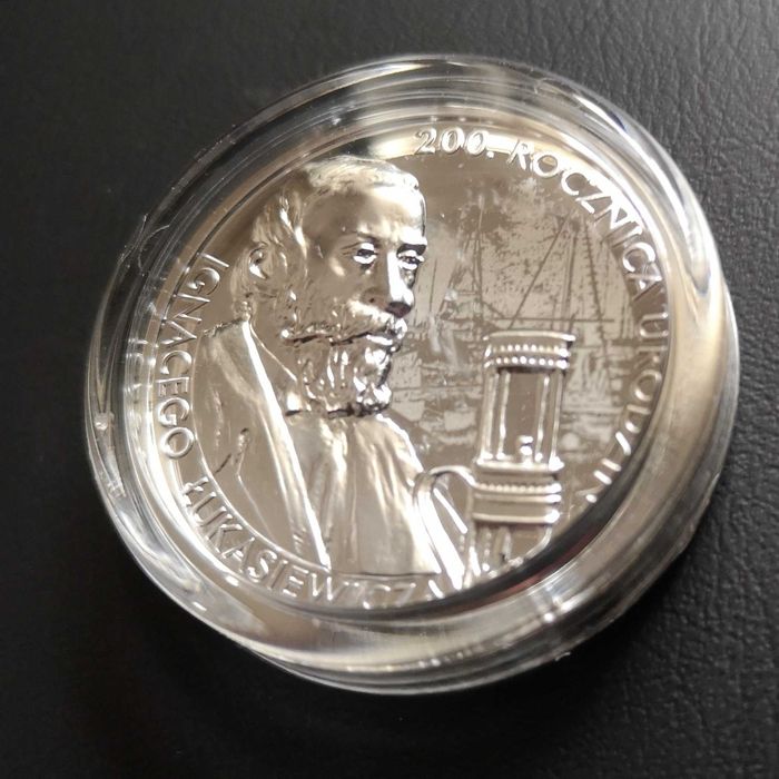 Kolekcjonerskie 10 zł 2022 r rocznica urodzin I. Łukasiewicz, Ag 999