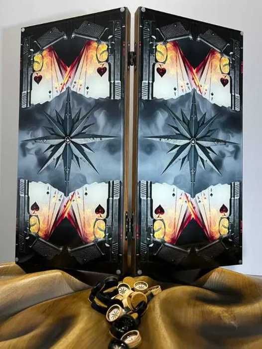 Нарды из стекла и натурального дерева ручная робота