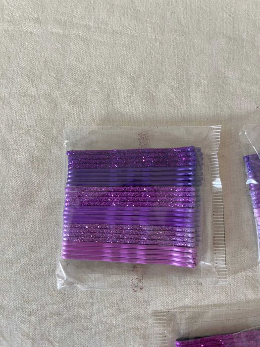 Ganchos de cabelo com brilhantes, tons de roxo – 3 pacotes