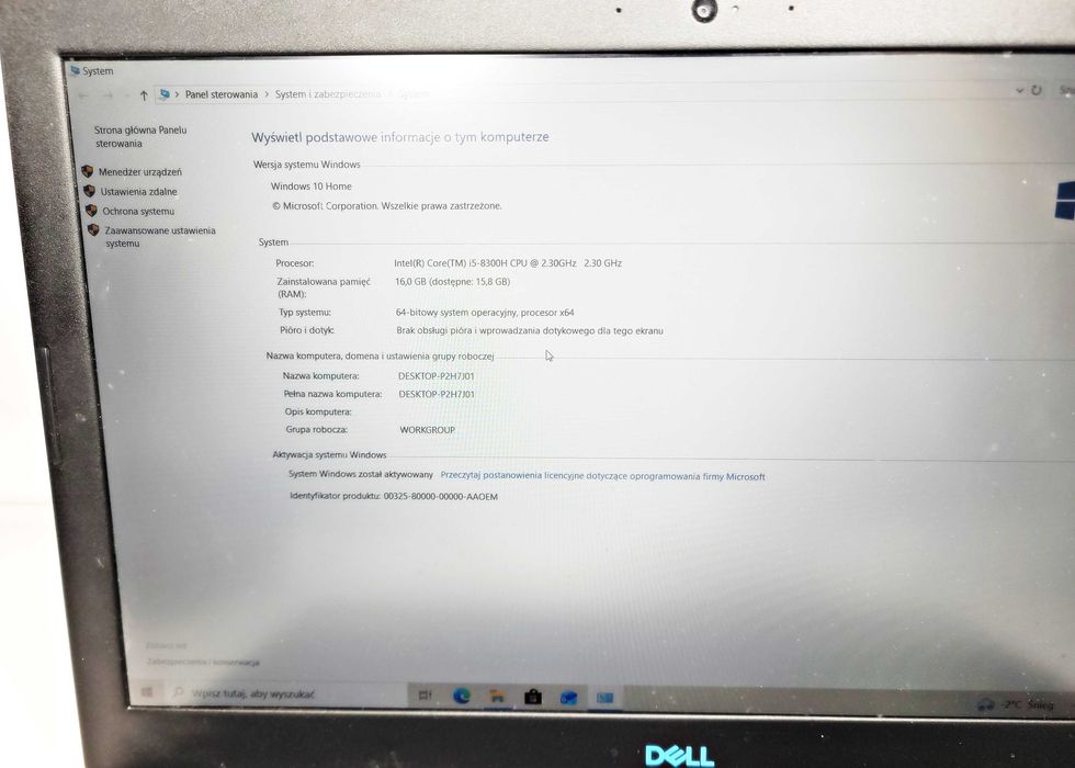 Laptop Dell g15 i5-8300H/16GB /Win10 GTX1050
