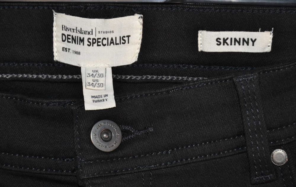 RIVER ISLAND Specialist Skinny Jeans Spodnie Męskie W34 L30 Super Stan