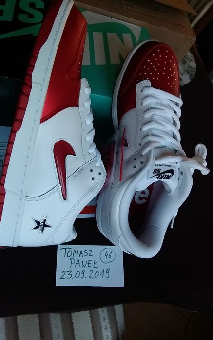 (roz. 46) Nike SB DUNK SUPREME roz. 46 (30 cm) biało czerwone low