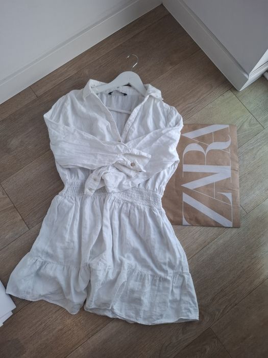 Zara Sukienka boho letnia M casual złamana biel