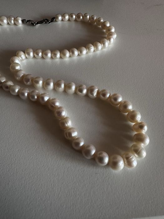 Naszyjnik z prawdziwych pereł hodowlanych | srebro 925 | 44 cm