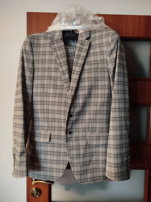 Garnitur męski/młodzieżowy szary w kratkę 48/50