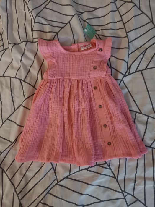 Muślinowa różowa bawełniana sukienka