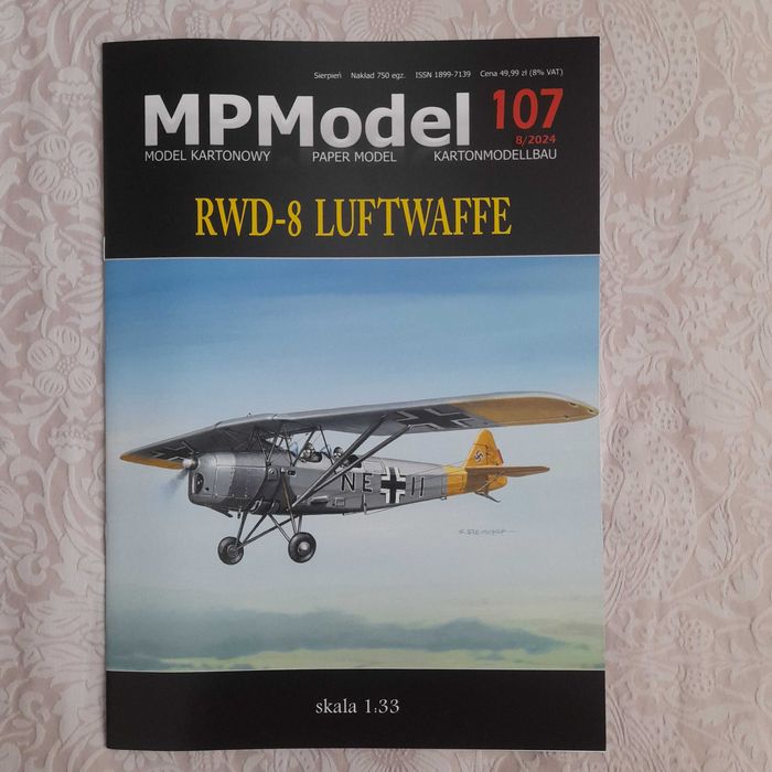 Samolot Luftwaffe RWD-8, 1:33, wyd. MPModel, stan bardzo dobry
