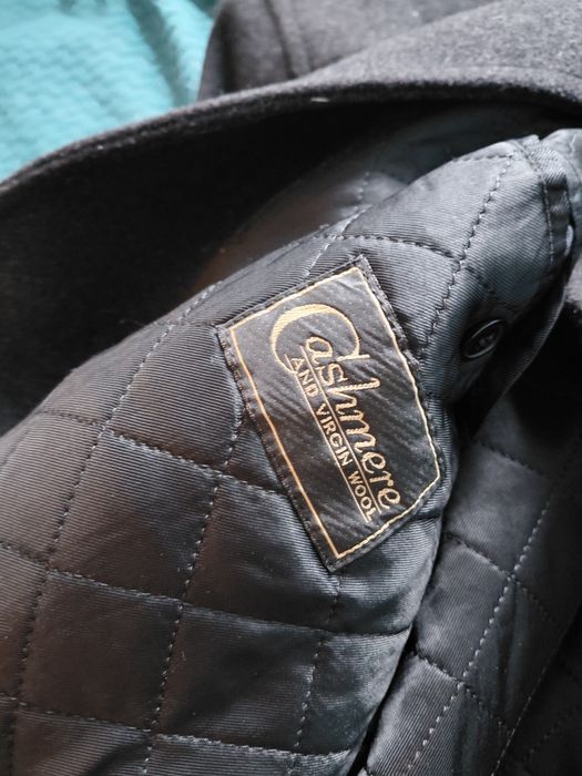 Męski klasyczny płaszcz xxl elegancki czarny kaszmir wełna