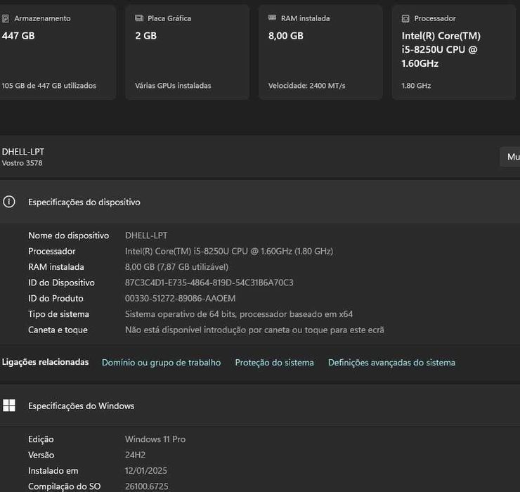 DELL Laptop i5-8250U / 8GB RAM / 450GB HDD64584768154627123