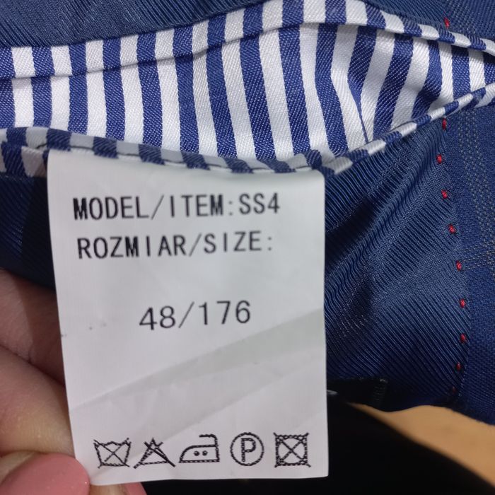 Garnitur męski ciemnoniebieski w kratkę slim 48/176