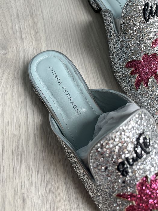 Buty wsuwane Chiara Ferragni 38-39 klapki loafersy baleriny espadryle cekiny