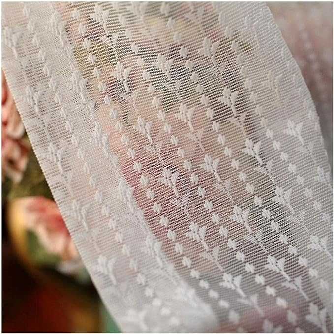 Rustykalne firanki z haftem, komplet 2x 140x145 cm, białe