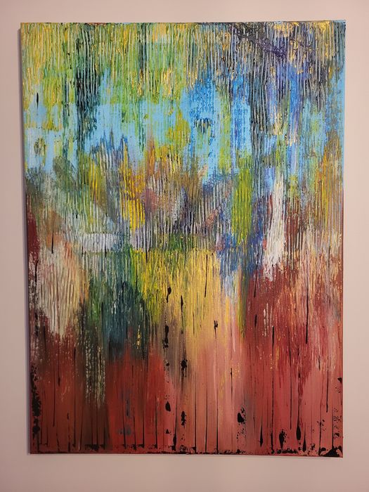 Obraz akryl na płótnie 55cm x 75cm abstrakcja "W ulewie"