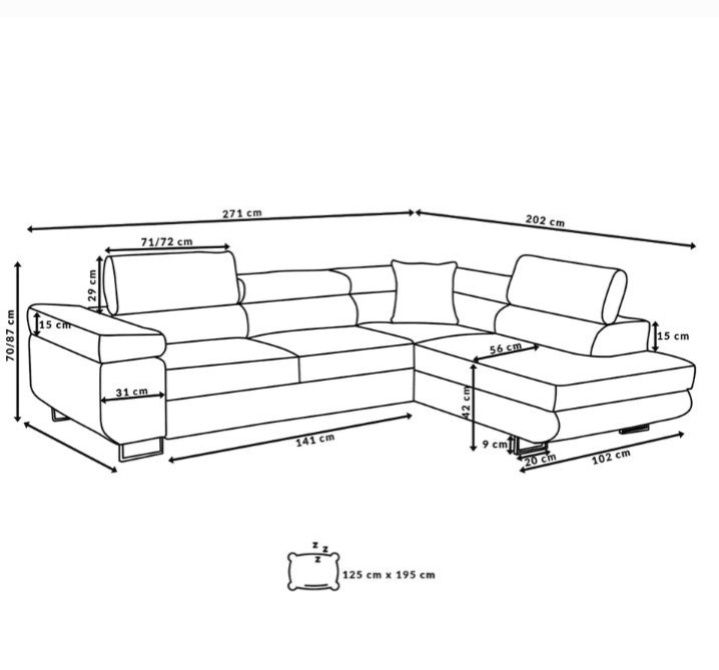 Narożnik od Producenta Anton Regulowane Zagłówki