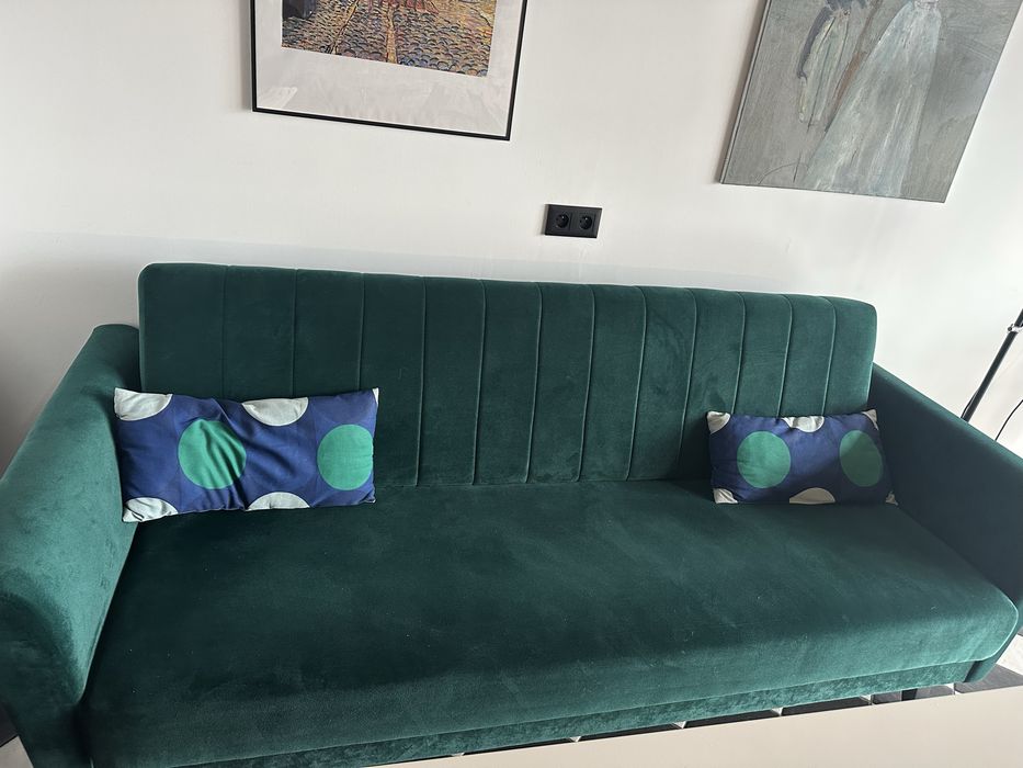 Sofa rozkładana butelkowa zieleń