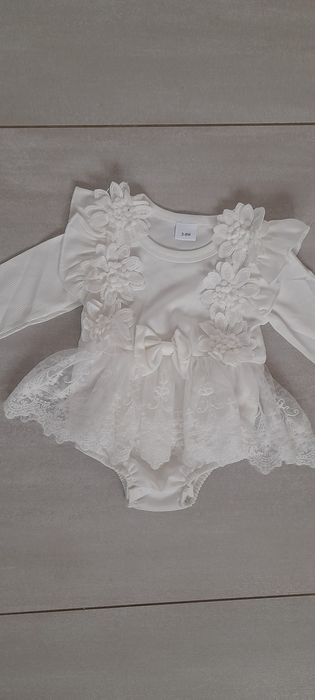 Nowa sukienka na chrzest 3-6, 62-68 body  haft koronka