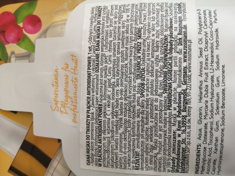 Maska do twarzy w płachcie