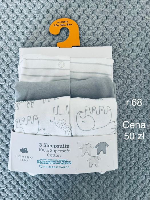 Pajacyki 3-pak, rozm 68 Primark